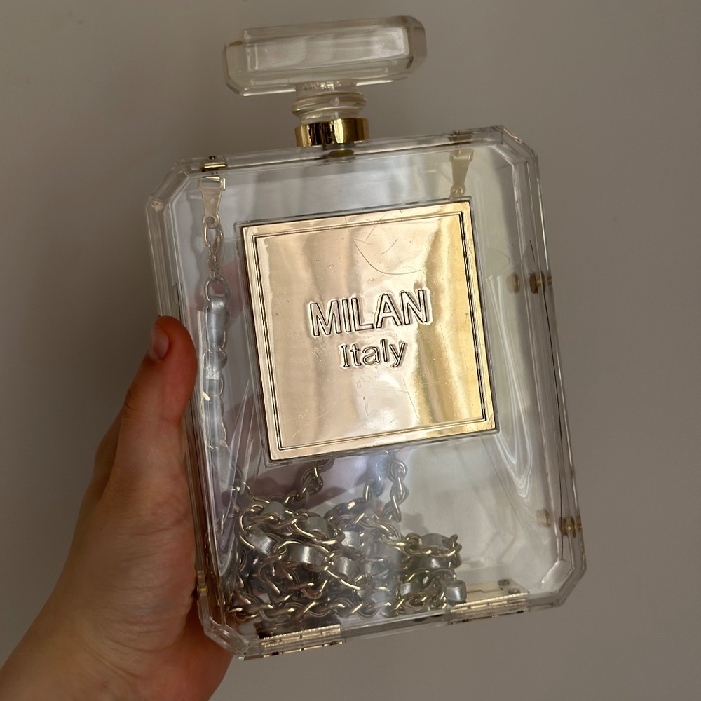 Vintage-Style Clear Plastic Perfume Cross Body Purse Bag - Milan, Italy